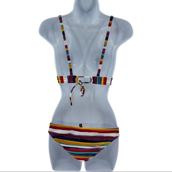 Design Lab Colorful Striped Two Piece Bikini Sz S - Picture 2 of 12